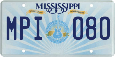 MS license plate MPI080