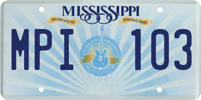 MS license plate MPI103