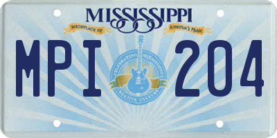 MS license plate MPI204