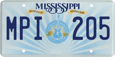 MS license plate MPI205