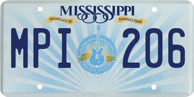 MS license plate MPI206