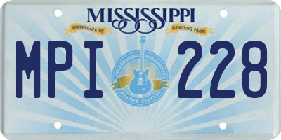 MS license plate MPI228