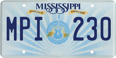 MS license plate MPI230