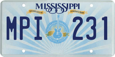 MS license plate MPI231
