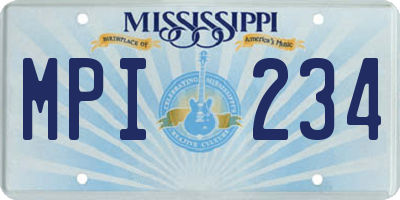 MS license plate MPI234
