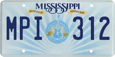 MS license plate MPI312