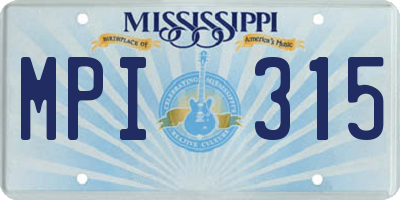 MS license plate MPI315