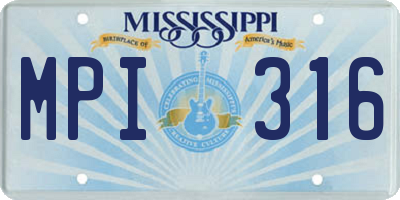 MS license plate MPI316