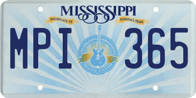 MS license plate MPI365