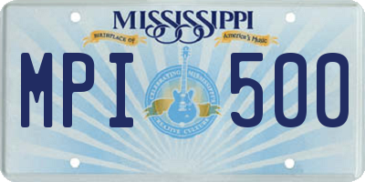 MS license plate MPI500