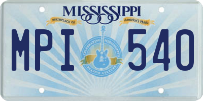 MS license plate MPI540