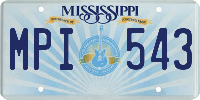 MS license plate MPI543