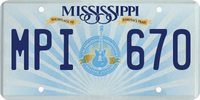 MS license plate MPI670