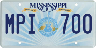 MS license plate MPI700