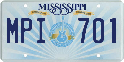 MS license plate MPI701