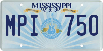 MS license plate MPI750