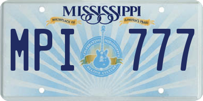 MS license plate MPI777