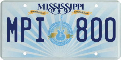 MS license plate MPI800