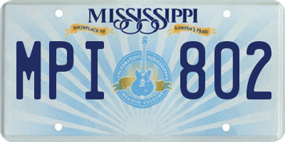 MS license plate MPI802