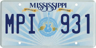 MS license plate MPI931
