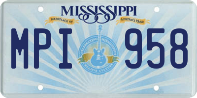 MS license plate MPI958