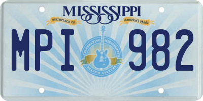 MS license plate MPI982
