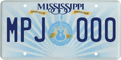 MS license plate MPJ000