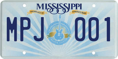 MS license plate MPJ001