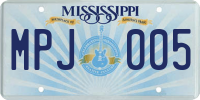 MS license plate MPJ005