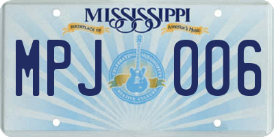 MS license plate MPJ006
