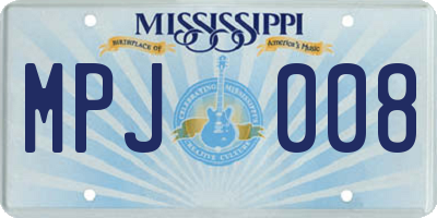 MS license plate MPJ008