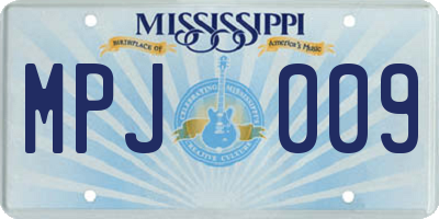 MS license plate MPJ009