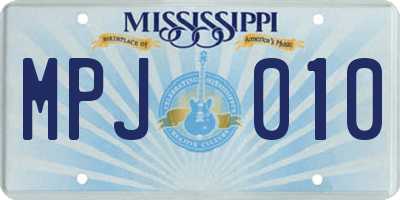 MS license plate MPJ010