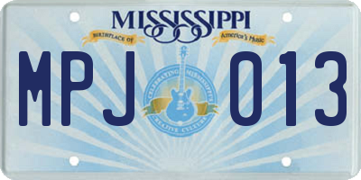 MS license plate MPJ013