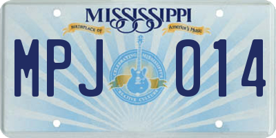 MS license plate MPJ014