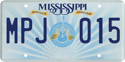 MS license plate MPJ015