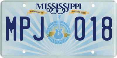 MS license plate MPJ018