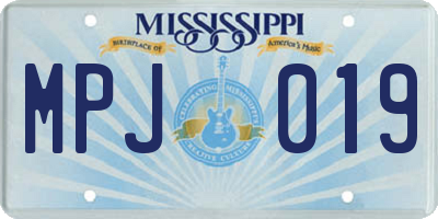 MS license plate MPJ019