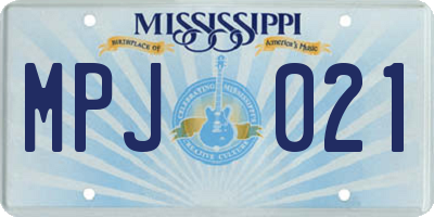 MS license plate MPJ021
