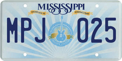 MS license plate MPJ025
