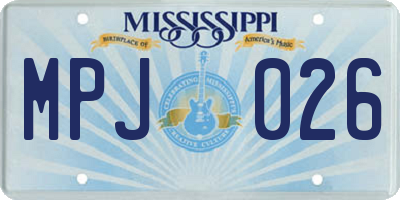 MS license plate MPJ026