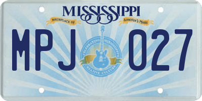 MS license plate MPJ027
