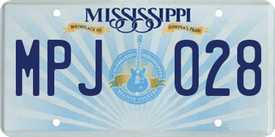 MS license plate MPJ028