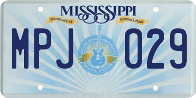 MS license plate MPJ029