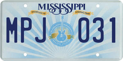 MS license plate MPJ031