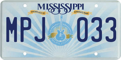 MS license plate MPJ033