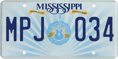 MS license plate MPJ034