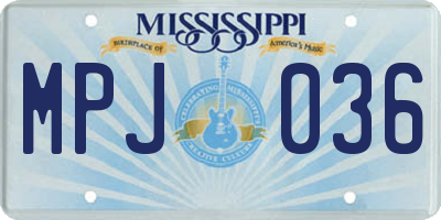 MS license plate MPJ036