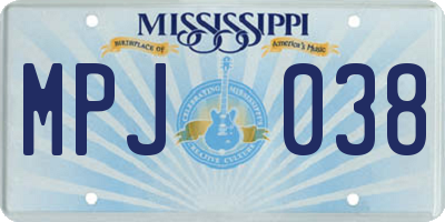 MS license plate MPJ038