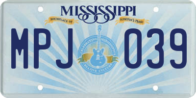 MS license plate MPJ039